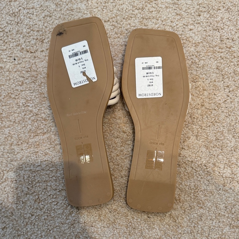NEW Dolce Vita White and Tan Women's Sandals - Picture 3 of 4